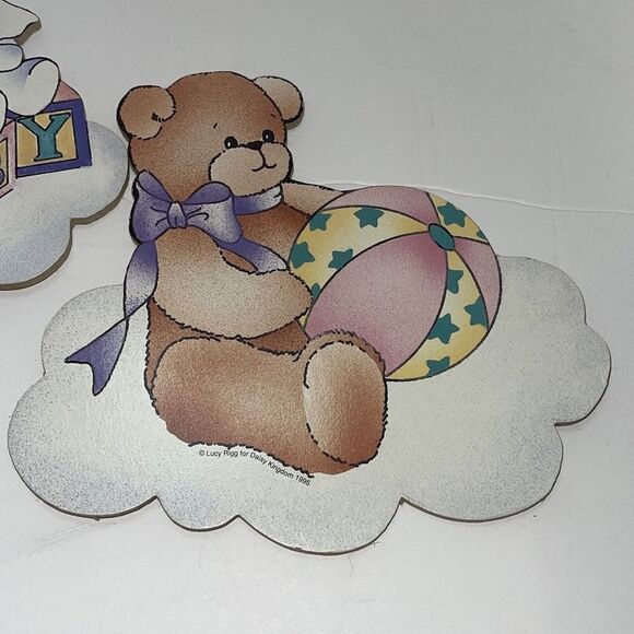 Vintage 1995 Daisy Kingdom Baby 3pc pressed cardboard nursery wall hangings - Picture 3 of 8